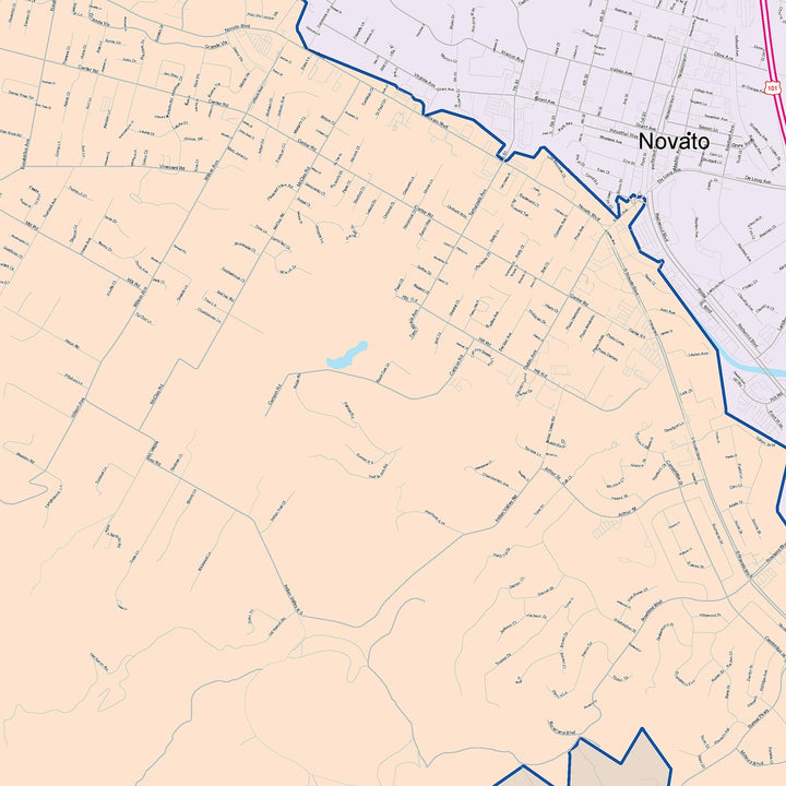 Color Cast Zip Code Style Wall Map of Novato, CA