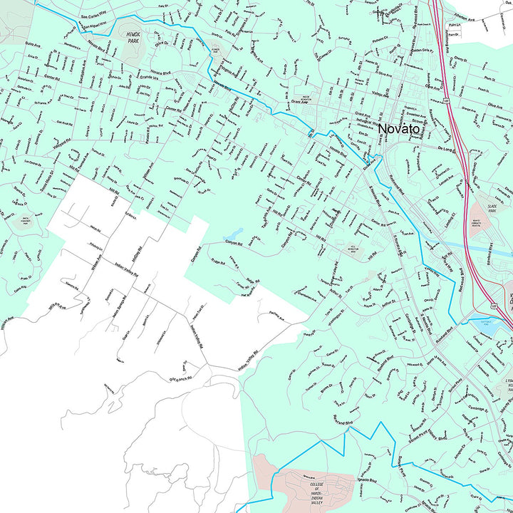 Premium Style Wall Map of Novato, CA