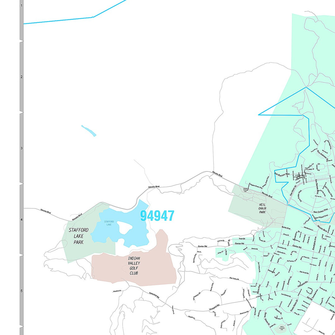 Premium Style Wall Map of Novato, CA