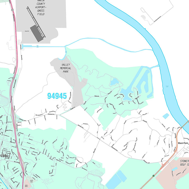 Premium Style Wall Map of Novato, CA