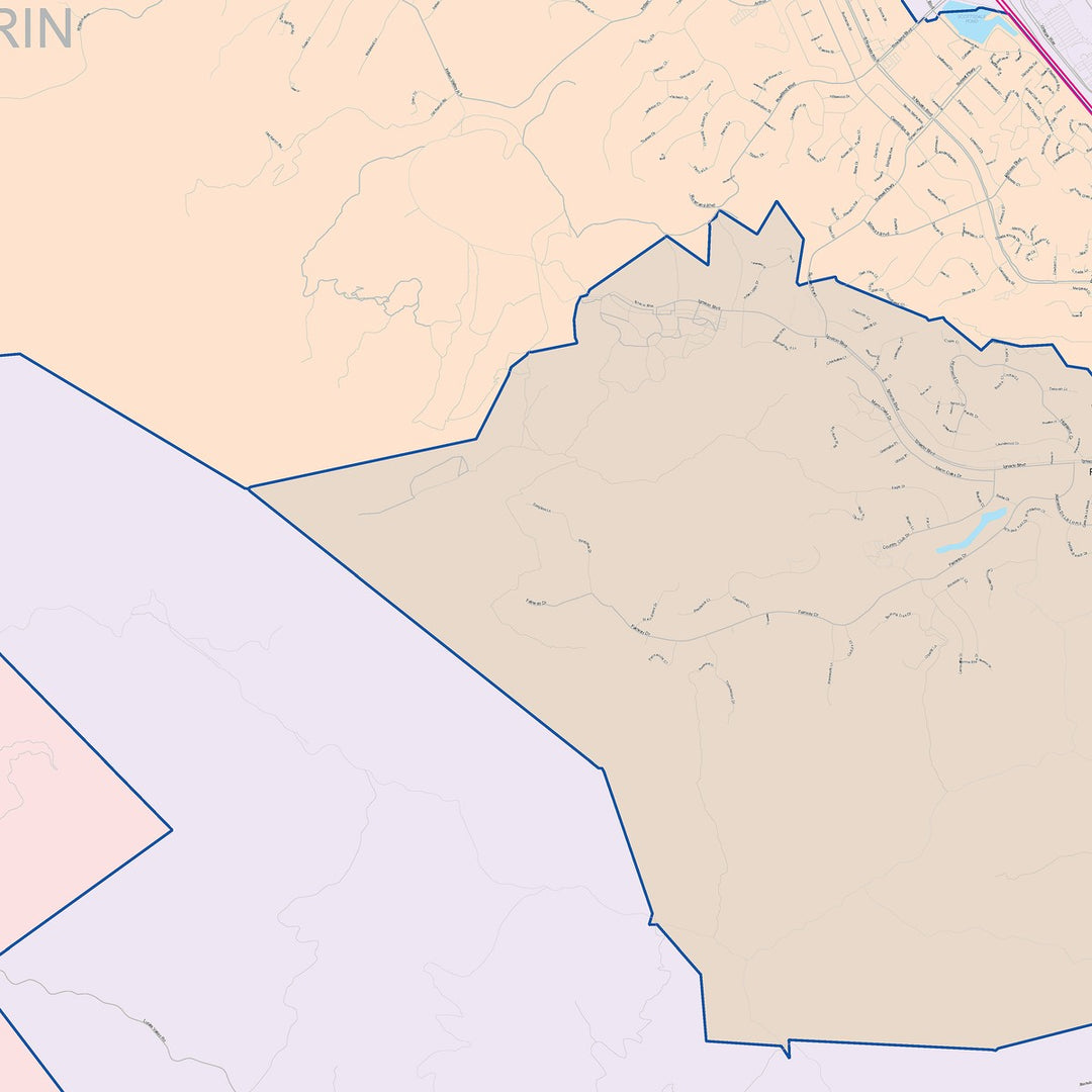 Color Cast Zip Code Style Wall Map of Novato, CA
