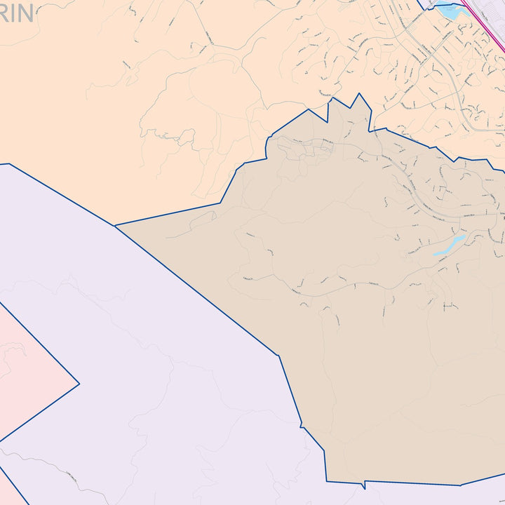 Color Cast Zip Code Style Wall Map of Novato, CA