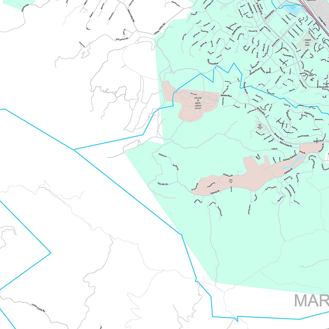 Premium Style Wall Map of Novato, CA