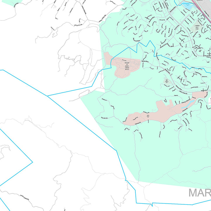 Premium Style Wall Map of Novato, CA