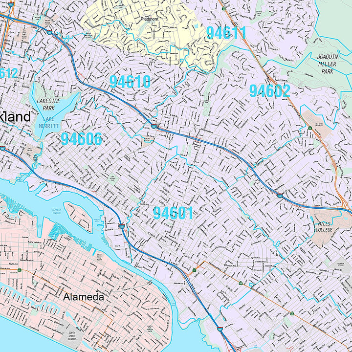 Premium Style Wall Map of Oakland CA