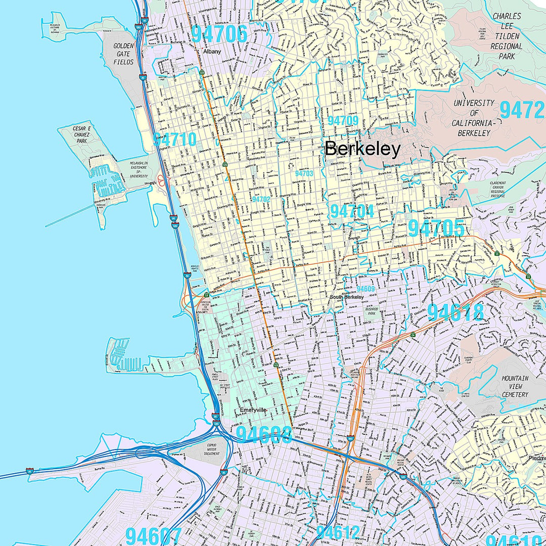 Premium Style Wall Map of Oakland CA