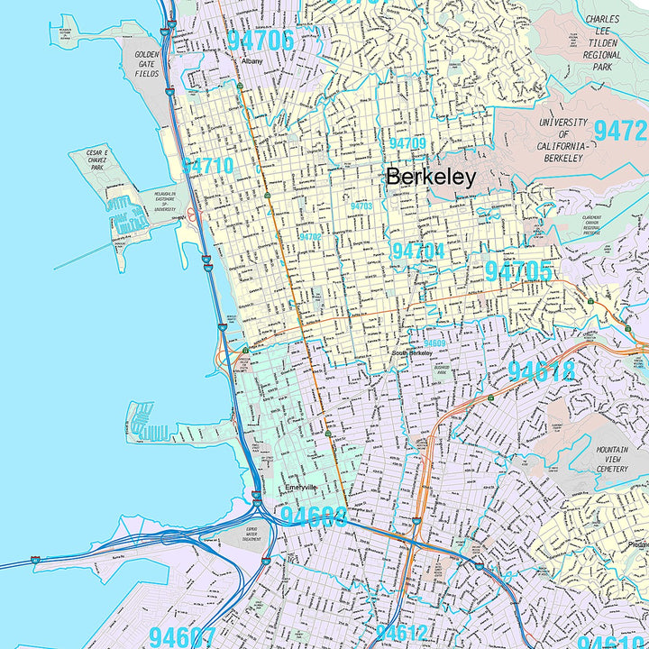 Premium Style Wall Map of Oakland CA
