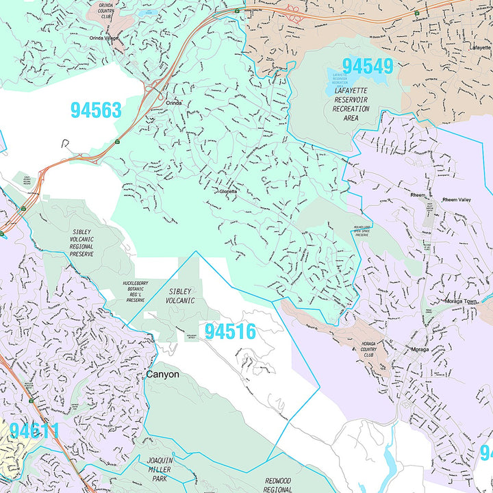 Premium Style Wall Map of Oakland CA