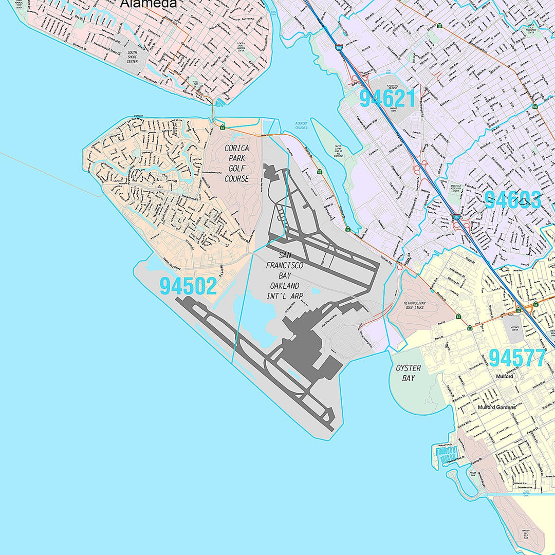 Premium Style Wall Map of Oakland CA