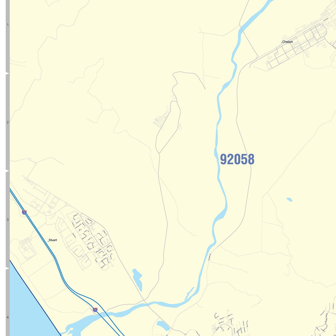 Color Cast Zip Code Style Wall Map of Oceanside, CA