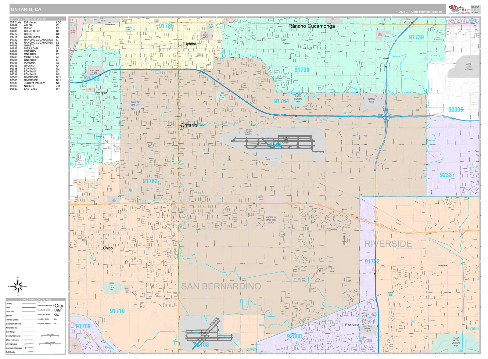 Premium Style Wall Map of Ontario CA