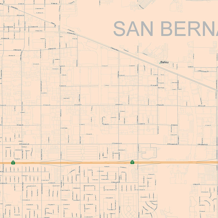 Color Cast Zip Code Style Wall Map of Ontario, CA