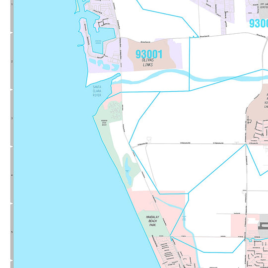 Premium Style Wall Map of Oxnard, CA – American Map Store