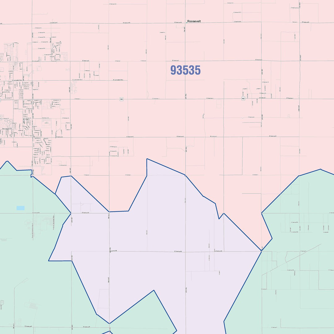Color Cast Zip Code Style Wall Map of Palmdale, CA