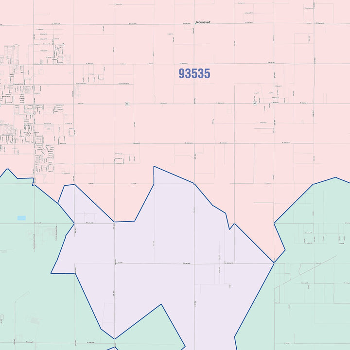 Color Cast Zip Code Style Wall Map of Palmdale, CA