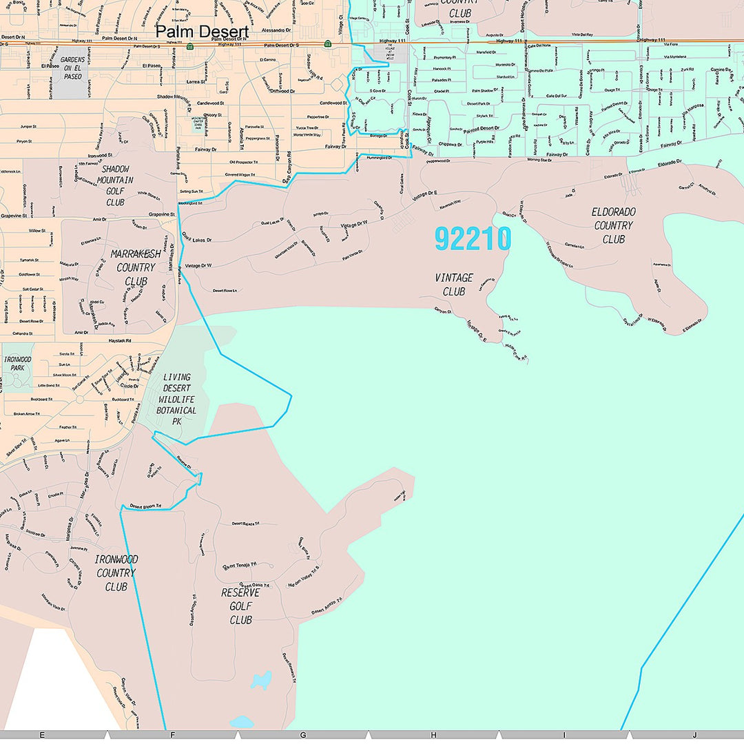 Premium Style Wall Map of Palm Desert, CA