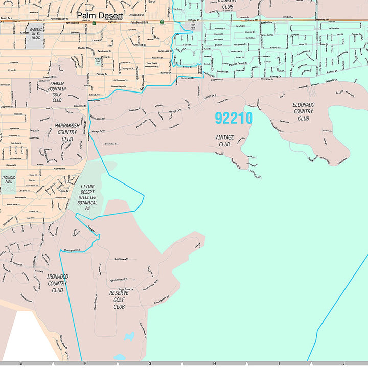 Premium Style Wall Map of Palm Desert, CA