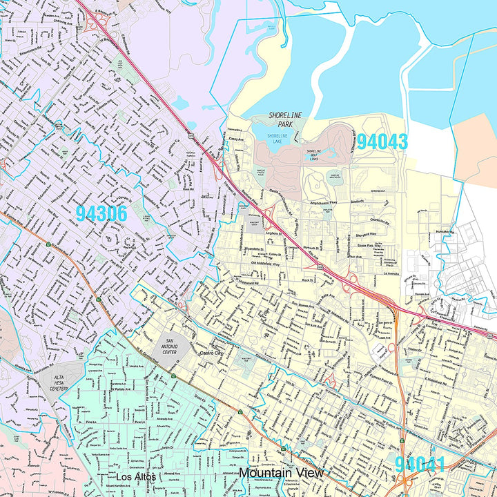 Premium Style Wall Map of Palo Alto, CA