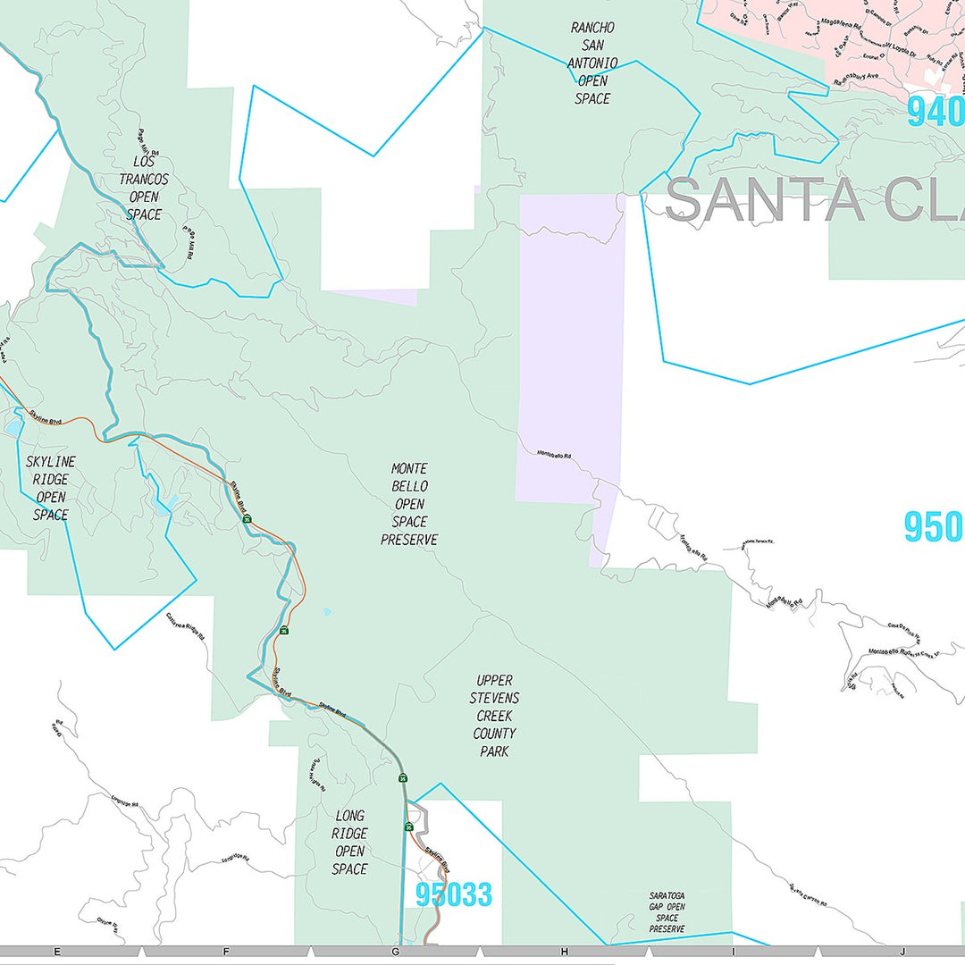 Premium Style Wall Map of Palo Alto, CA