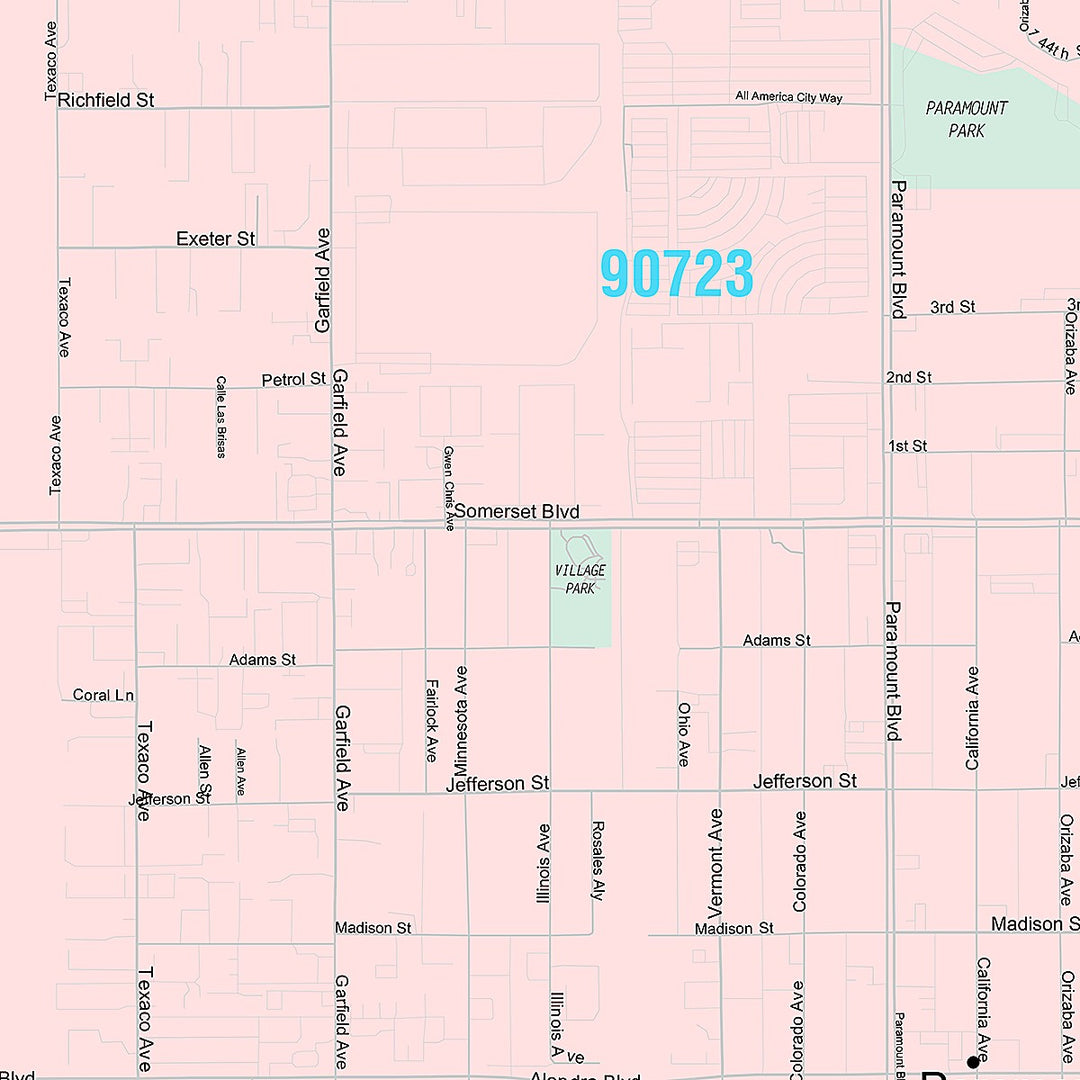 Premium Style Wall Map of Paramount, CA