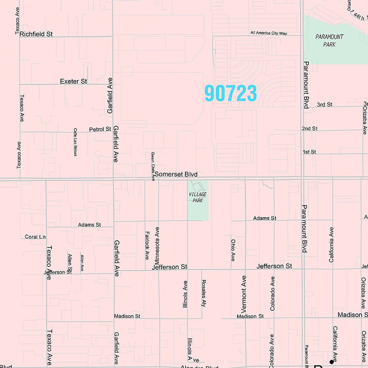 Premium Style Wall Map of Paramount, CA