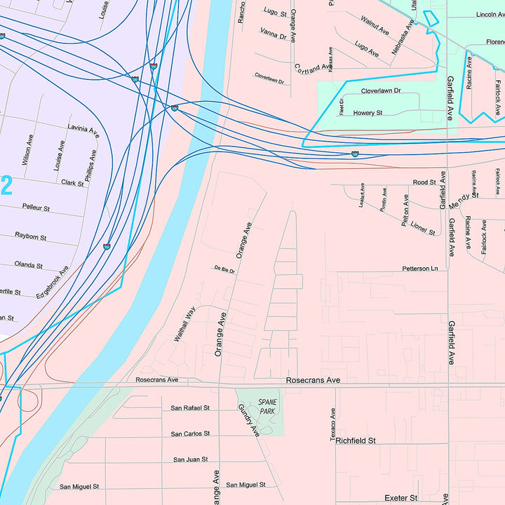 Premium Style Wall Map of Paramount, CA