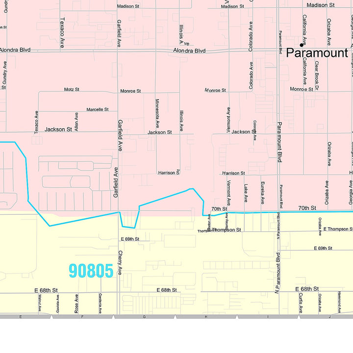 Premium Style Wall Map of Paramount, CA