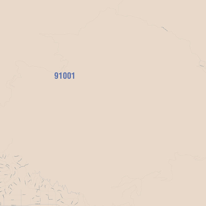 Color Cast Zip Code Style Wall Map of Pasadena, CA