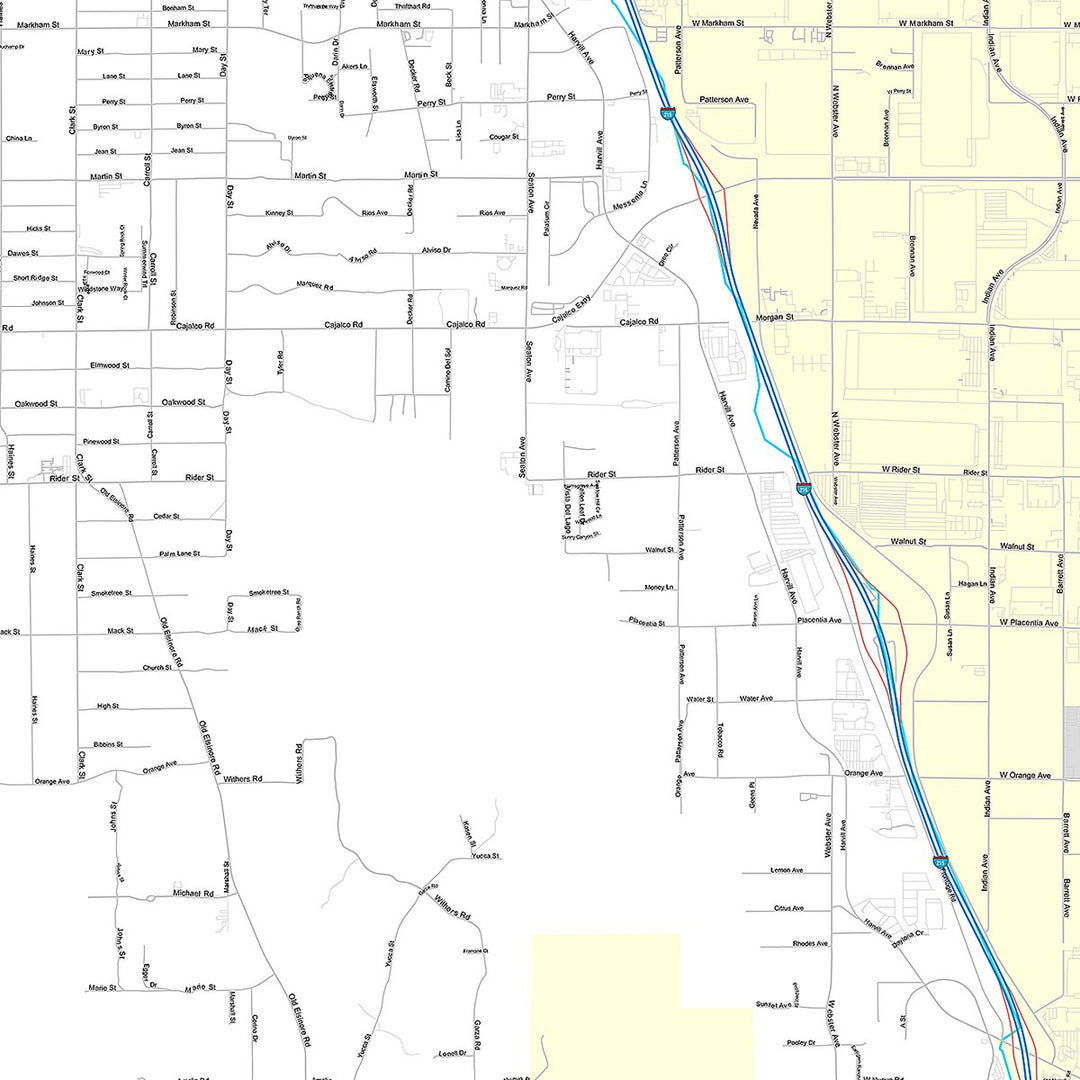 Premium Style Wall Map of Perris, CA
