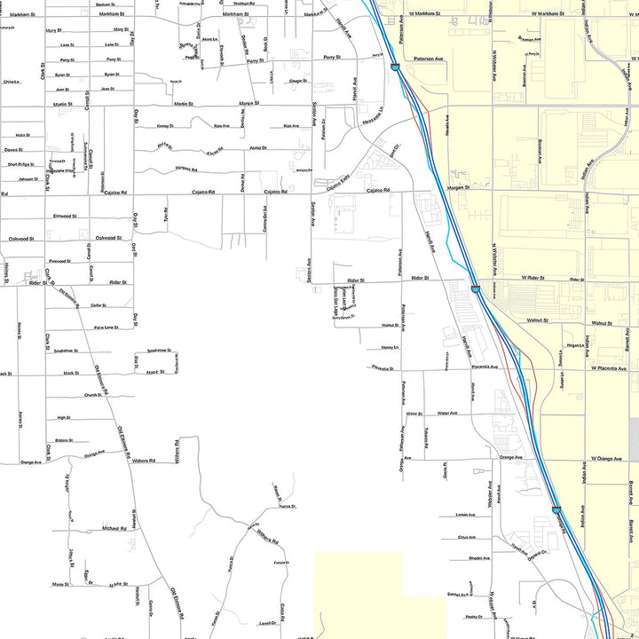 Premium Style Wall Map of Perris, CA