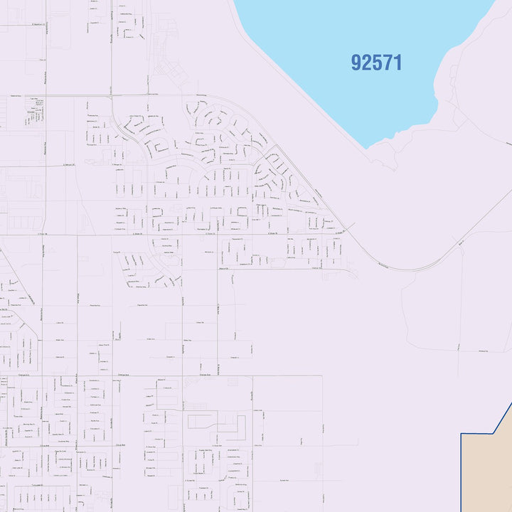 Color Cast Zip Code Style Wall Map of Perris, CA
