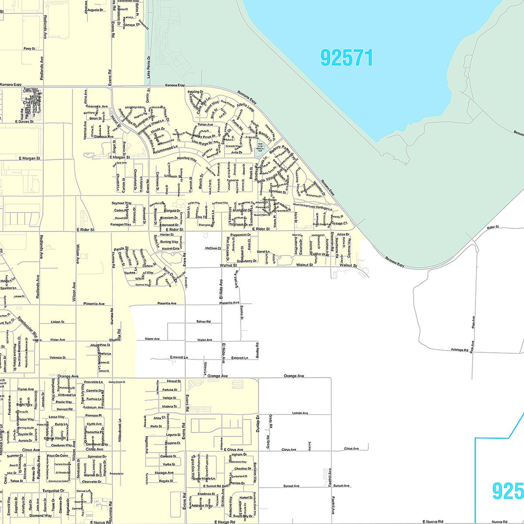 Premium Style Wall Map of Perris, CA