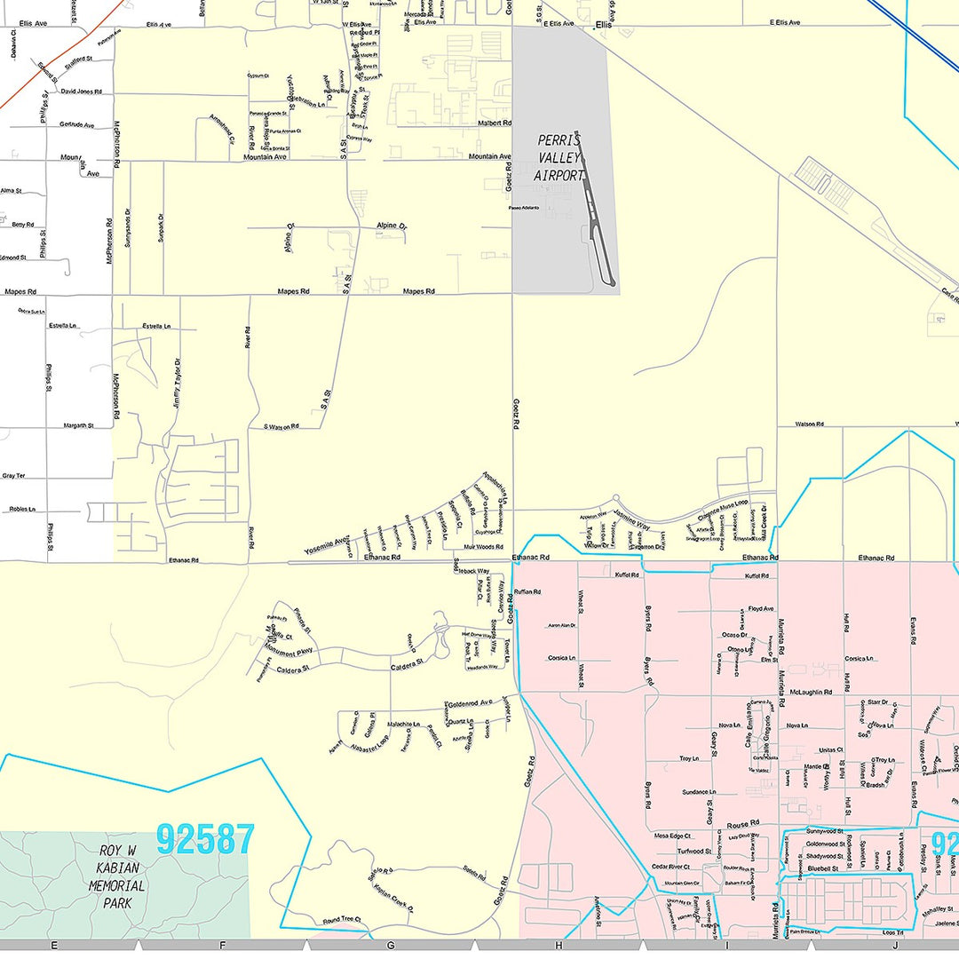 Premium Style Wall Map of Perris, CA