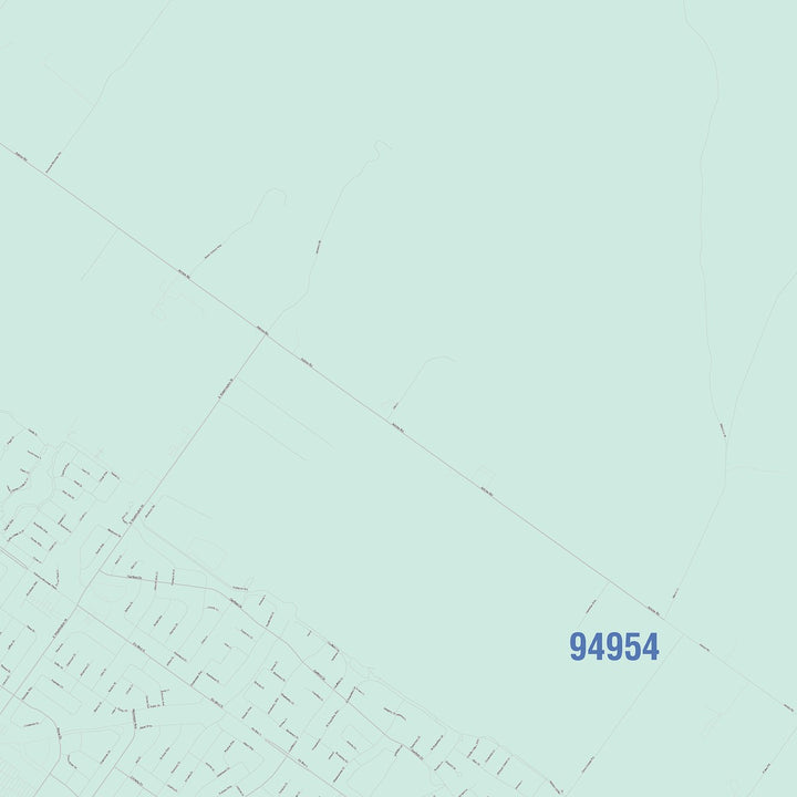 Color Cast Zip Code Style Wall Map of Petaluma, CA