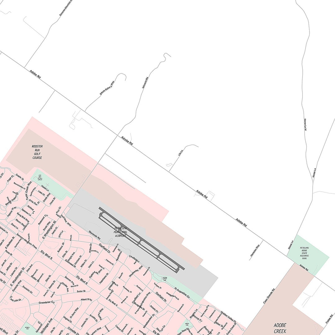 Premium Style Wall Map of Petaluma, CA