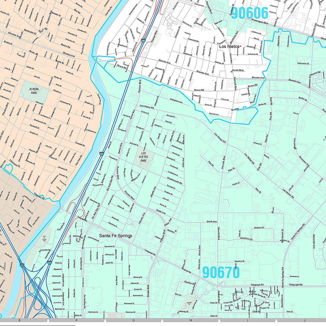 Premium Style Wall Map of Pico Rivera, CA