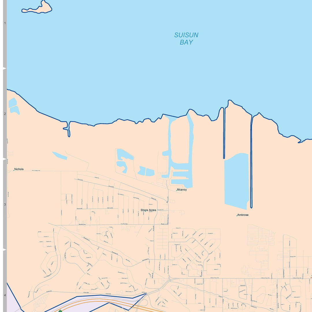 Color Cast Zip Code Style Wall Map of Pittsburg, CA