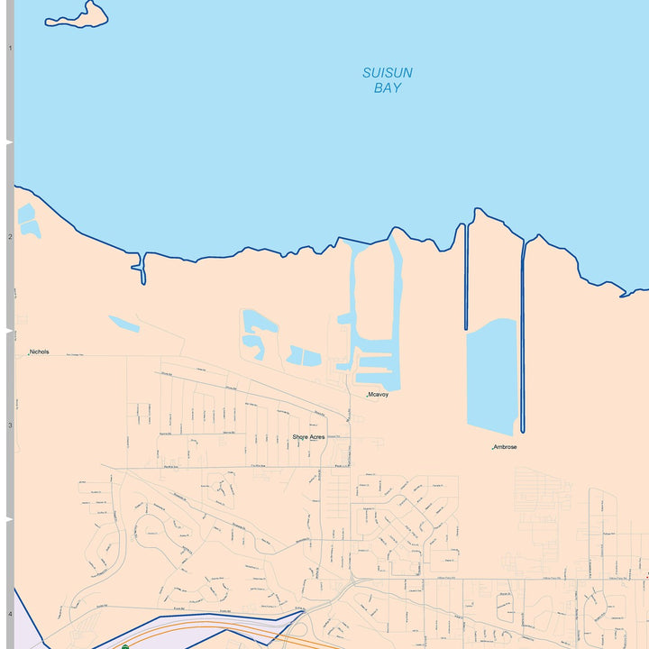 Color Cast Zip Code Style Wall Map of Pittsburg, CA