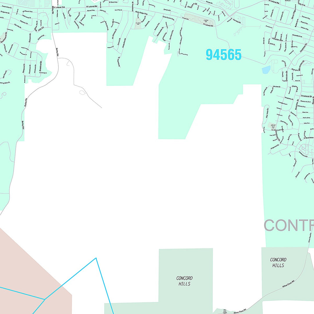 Premium Style Wall Map of Pittsburg, CA