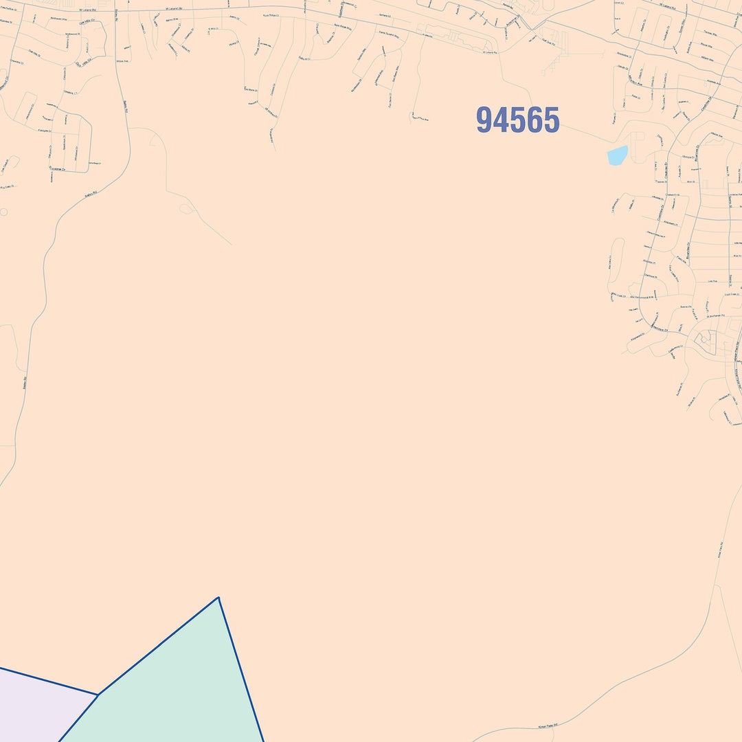 Color Cast Zip Code Style Wall Map of Pittsburg, CA