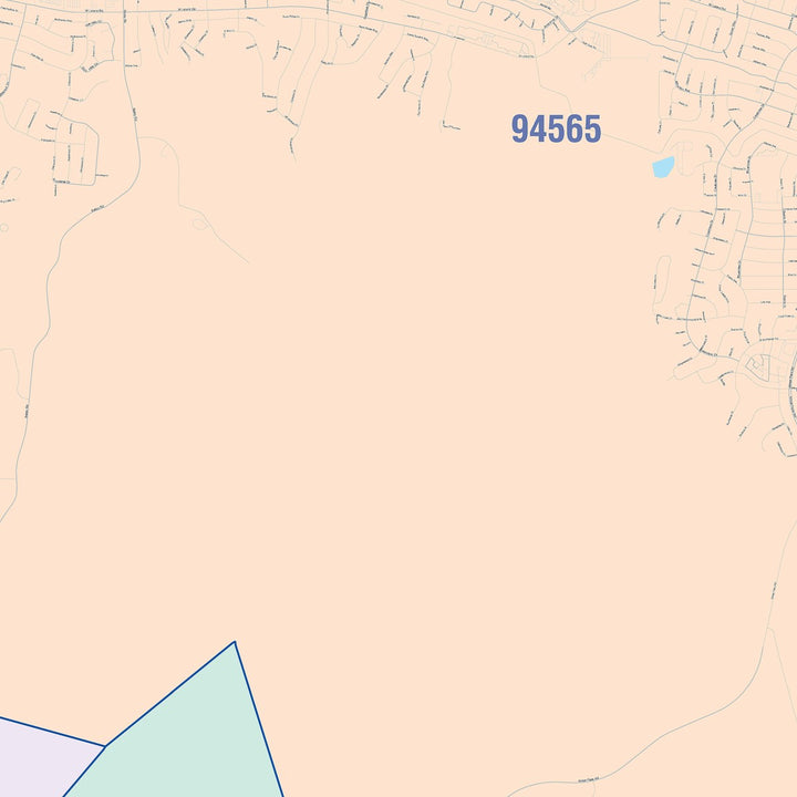 Color Cast Zip Code Style Wall Map of Pittsburg, CA
