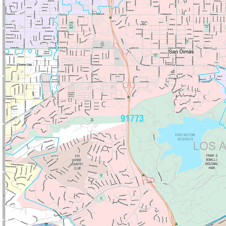 Premium Style Wall Map of Pomona, CA