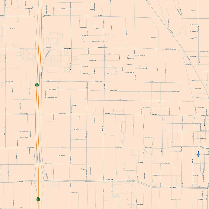 Color Cast Zip Code Style Wall Map of Porterville, CA