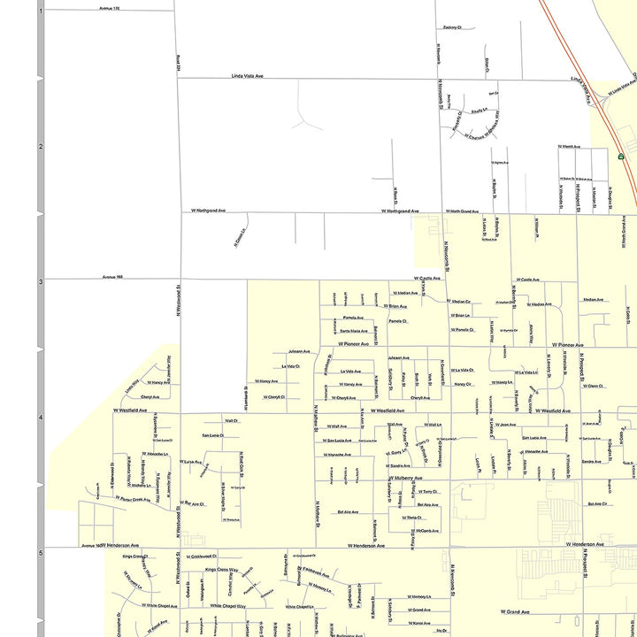 Premium Style Wall Map of Porterville, CA