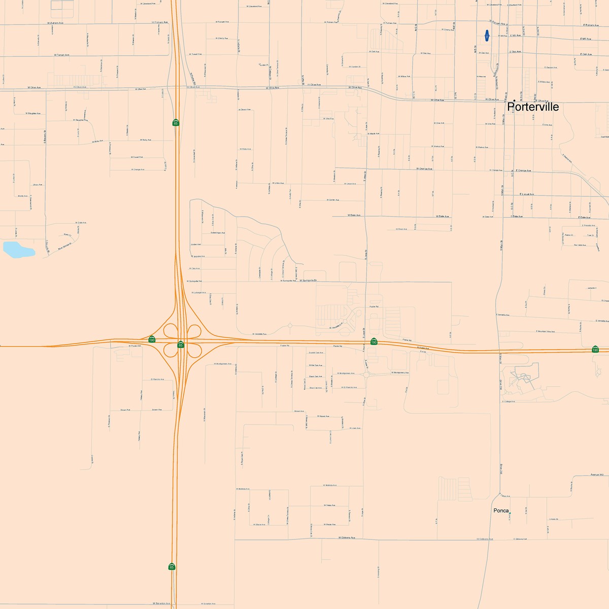Color Cast Zip Code Style Wall Map of Porterville, CA – American Map Store
