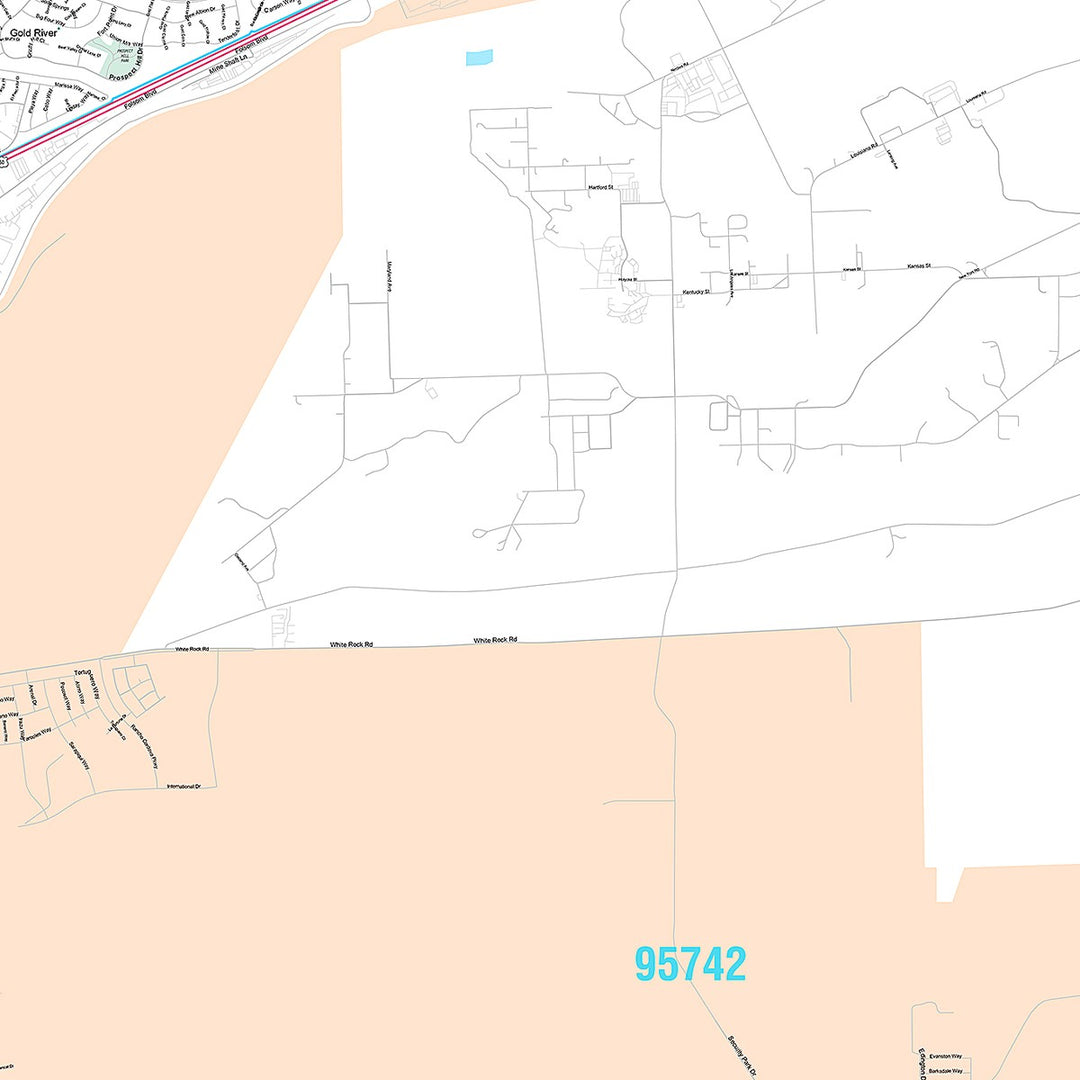 Premium Style Wall Map of Rancho Cordova, CA