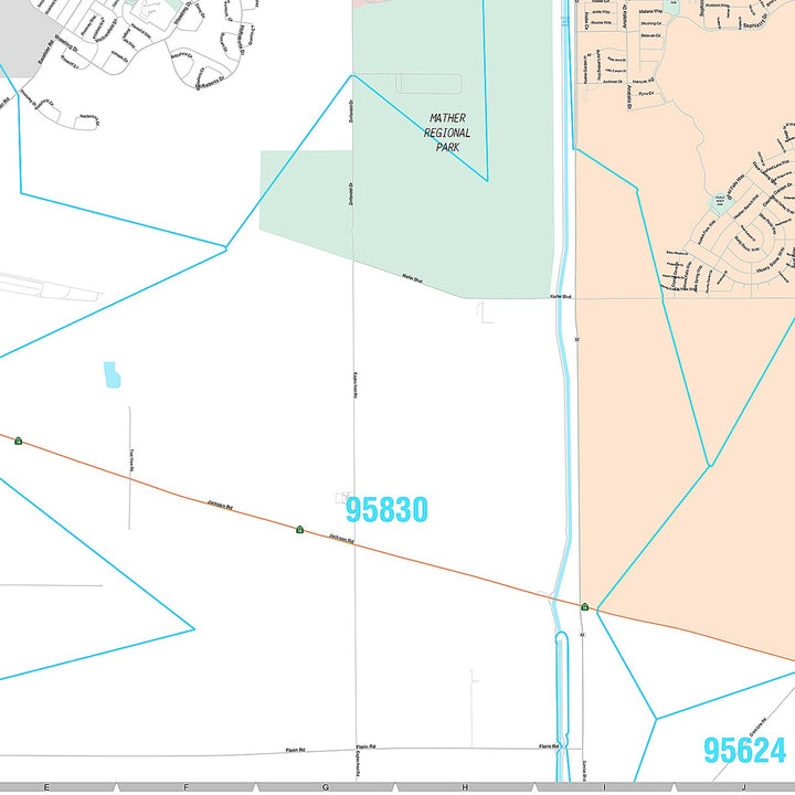 Premium Style Wall Map of Rancho Cordova, CA