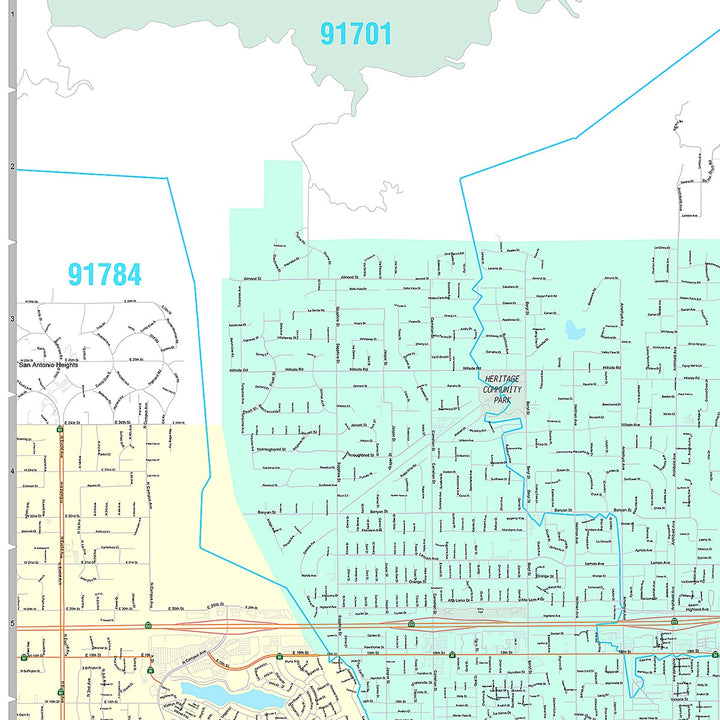 Premium Style Wall Map of Rancho Cucamonga, CA