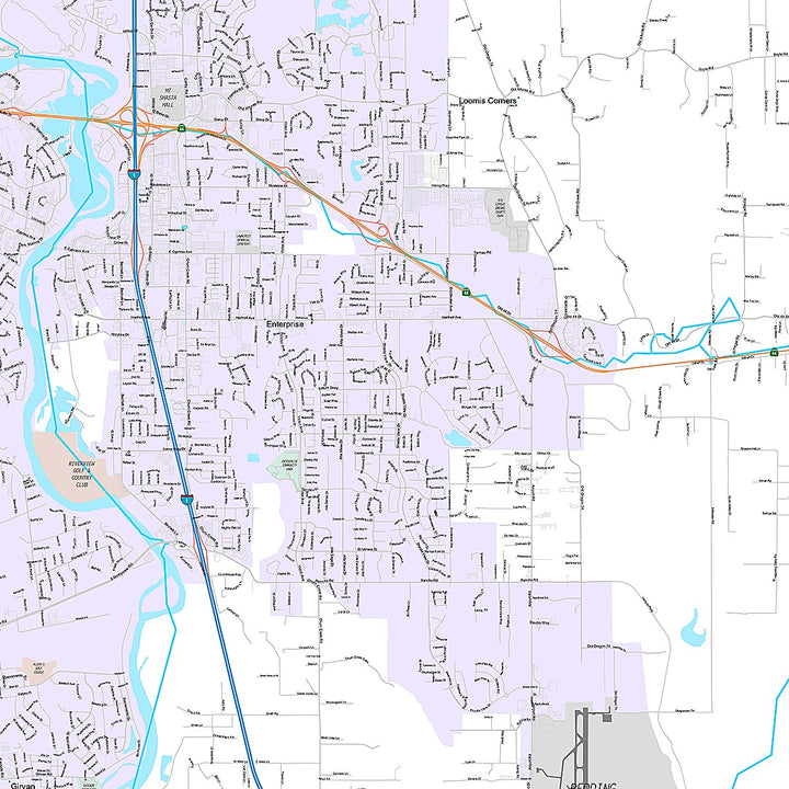 Premium Style Wall Map of Redding, CA