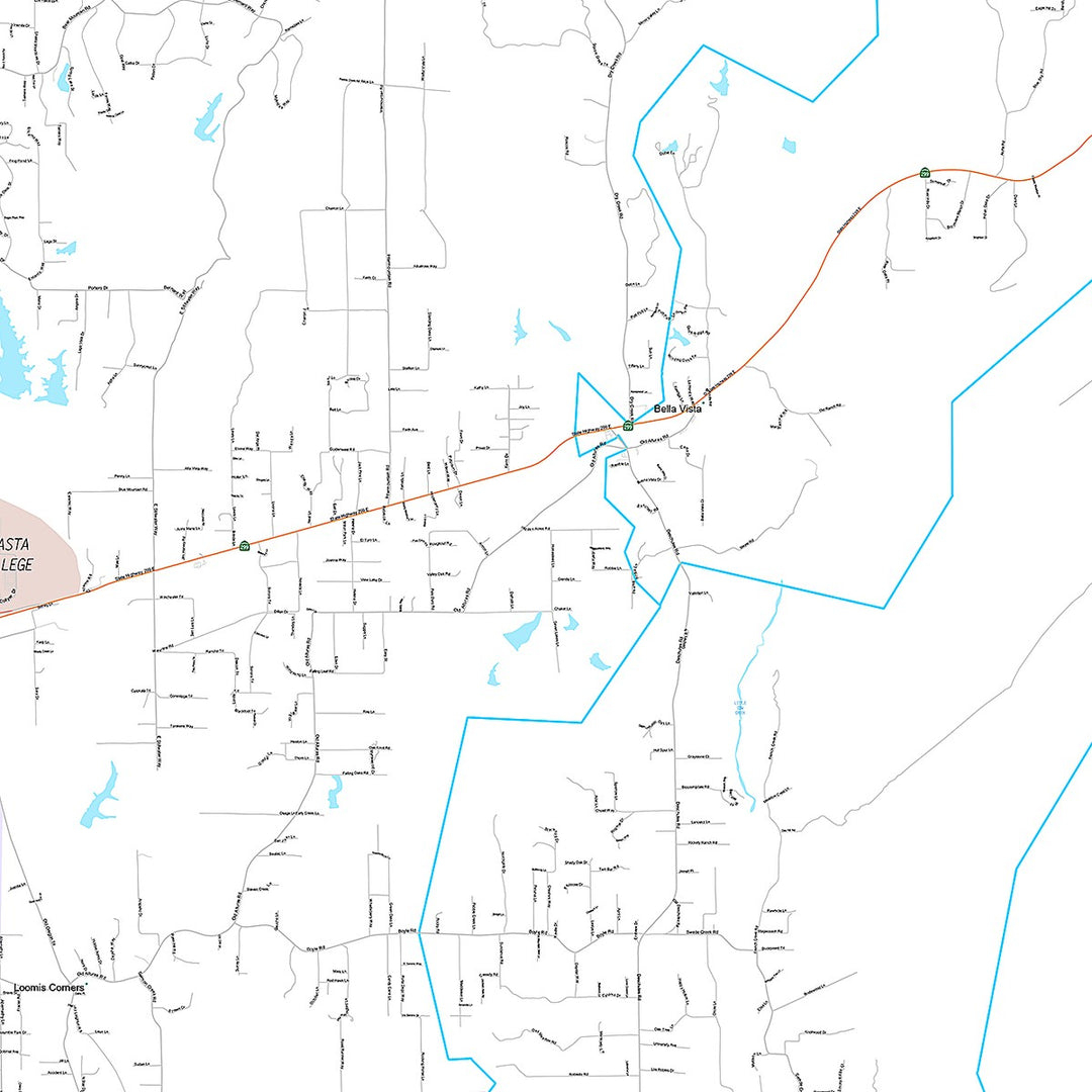 Premium Style Wall Map of Redding, CA